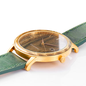 Florence green sandal wood watch gold