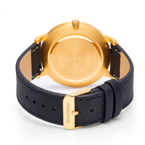 Florence black sandal wood watch gold