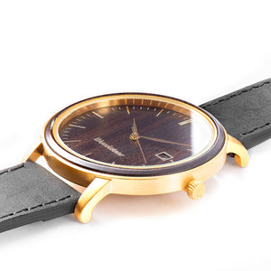 Florence black sandal wood watch gold