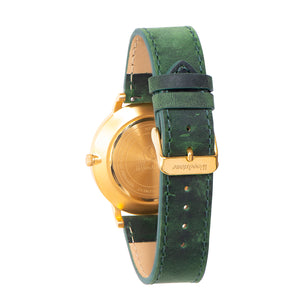 Florence green sandal wood watch gold