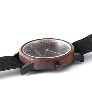 Troy Black Sandalwood Canvas Wooden Watch Side