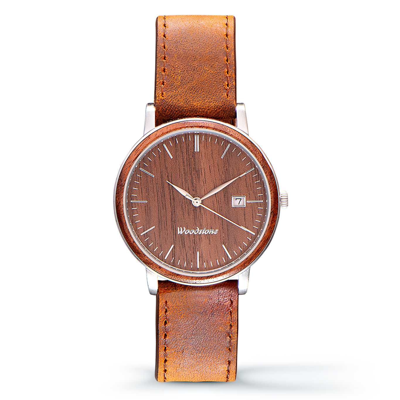 Florence walnut wood watch silver