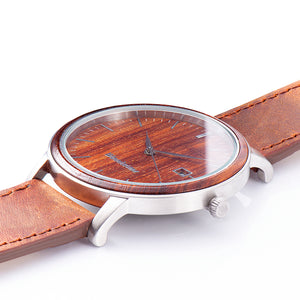 Florence rose wood watch silver