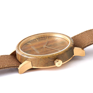 Troy Green Sandalwood Canvas Wooden Watch Side