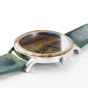 Florence green sandal wood watch silver
