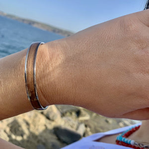 Diana Walnut - Silver Bangle