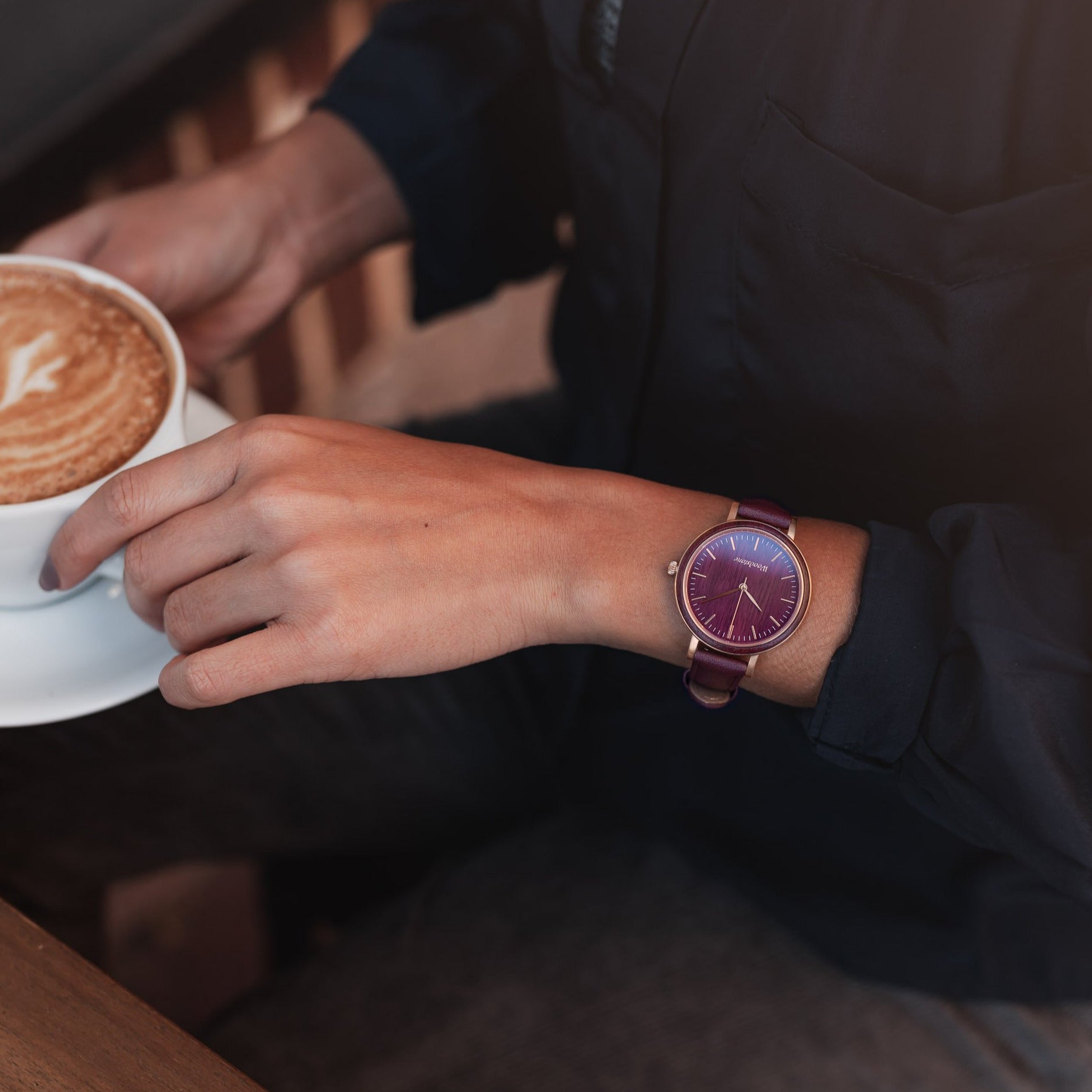 Woodstone Serenity Purpleheart Women's Wooden Watches - Rosegold