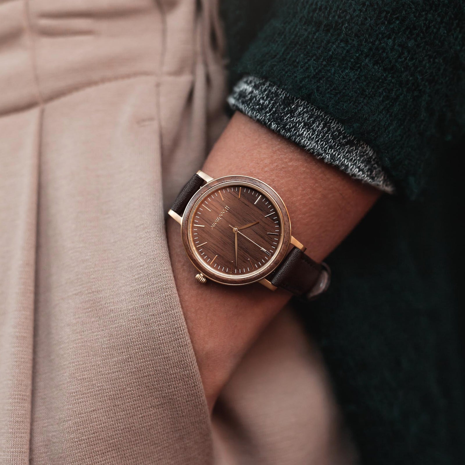 Woodstone Serenity Walnut Women's Wooden Watches - Gold